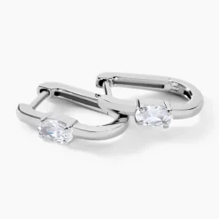 Créoles Oddone Argent Blanc Oxyde De Zirconium