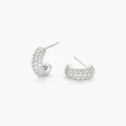 Créoles Palome Argent Blanc Oxyde De Zirconium