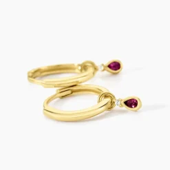 Créoles Poem Argent Jaune Rhodolite Oxyde De Zirconium