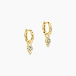 Créoles Poem Argent Jaune Topaze Oxyde De Zirconium