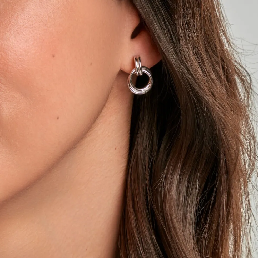 Créoles Poly Argent Blanc