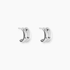 Créoles Poly Argent Blanc