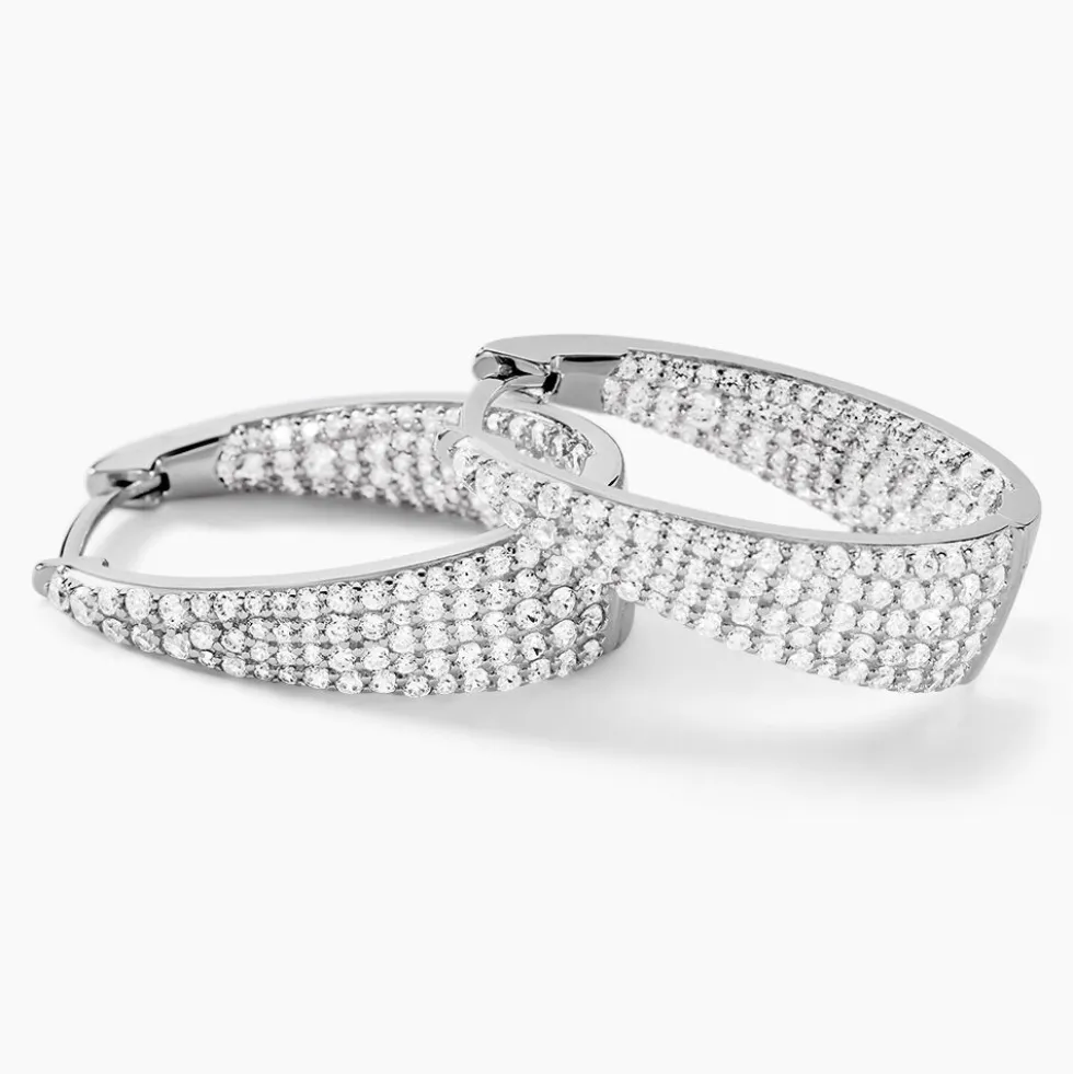 Créoles Soazig Argent Blanc Oxyde De Zirconium