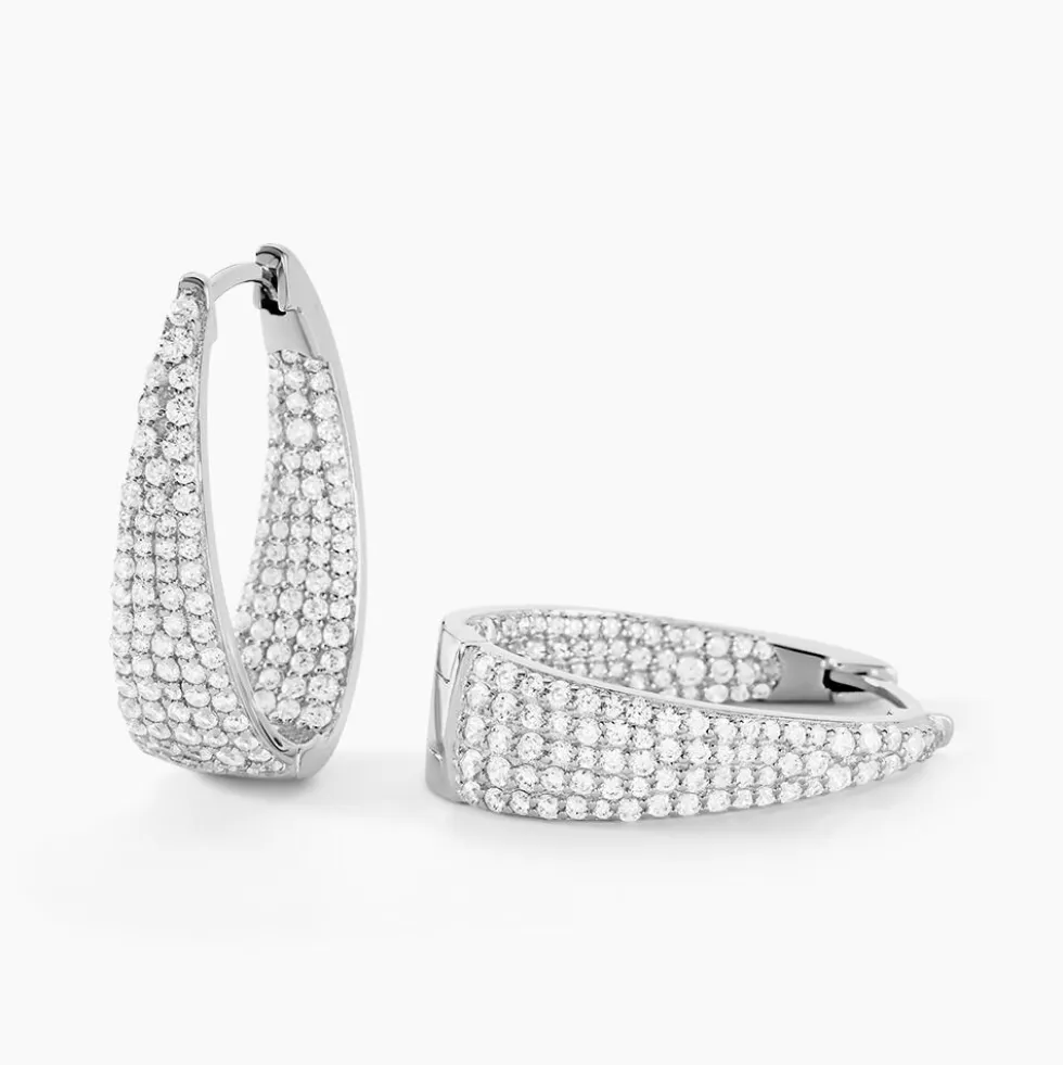 Créoles Soazig Argent Blanc Oxyde De Zirconium