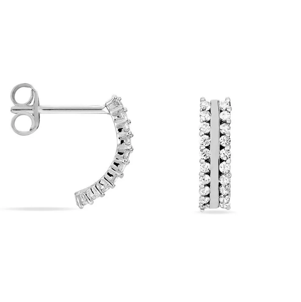 Créoles Sophie Rondes Argent Blanc Oxyde De Zirconium