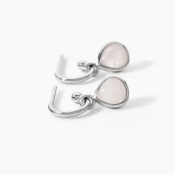 Créoles Tao Argent Blanc Quartz