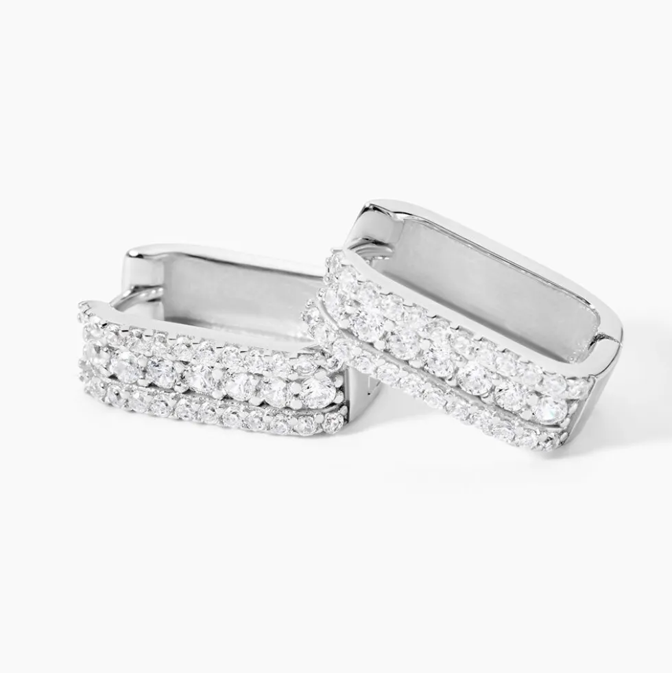 Créoles Vaya Argent Blanc Oxyde De Zirconium