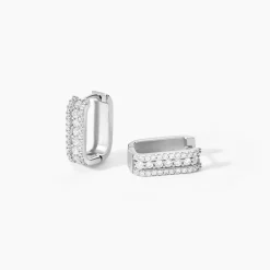 Créoles Vaya Argent Blanc Oxyde De Zirconium