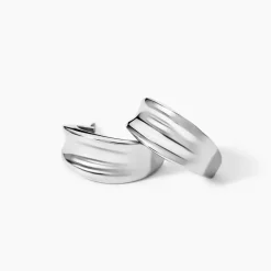 Demi Créoles Anne-christelleae Argent Blanc