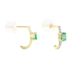 Demi Créoles Barrett Or Jaune Emeraude Diamant