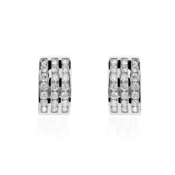 Demi Créoles Or Blanc Jacobea Oxyde De Zirconium