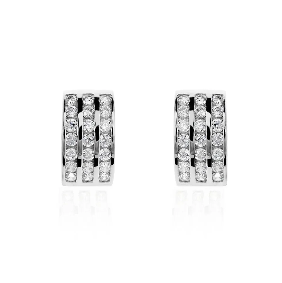Demi Créoles Or Blanc Jacobea Oxyde De Zirconium