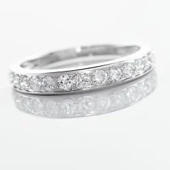 Demi-alliance Or Blanc Valentine Diamant Synthetique