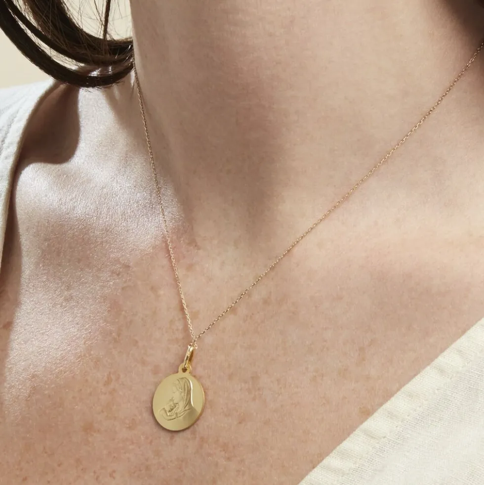 Medaille Or Jaune Vierge A L'enfant