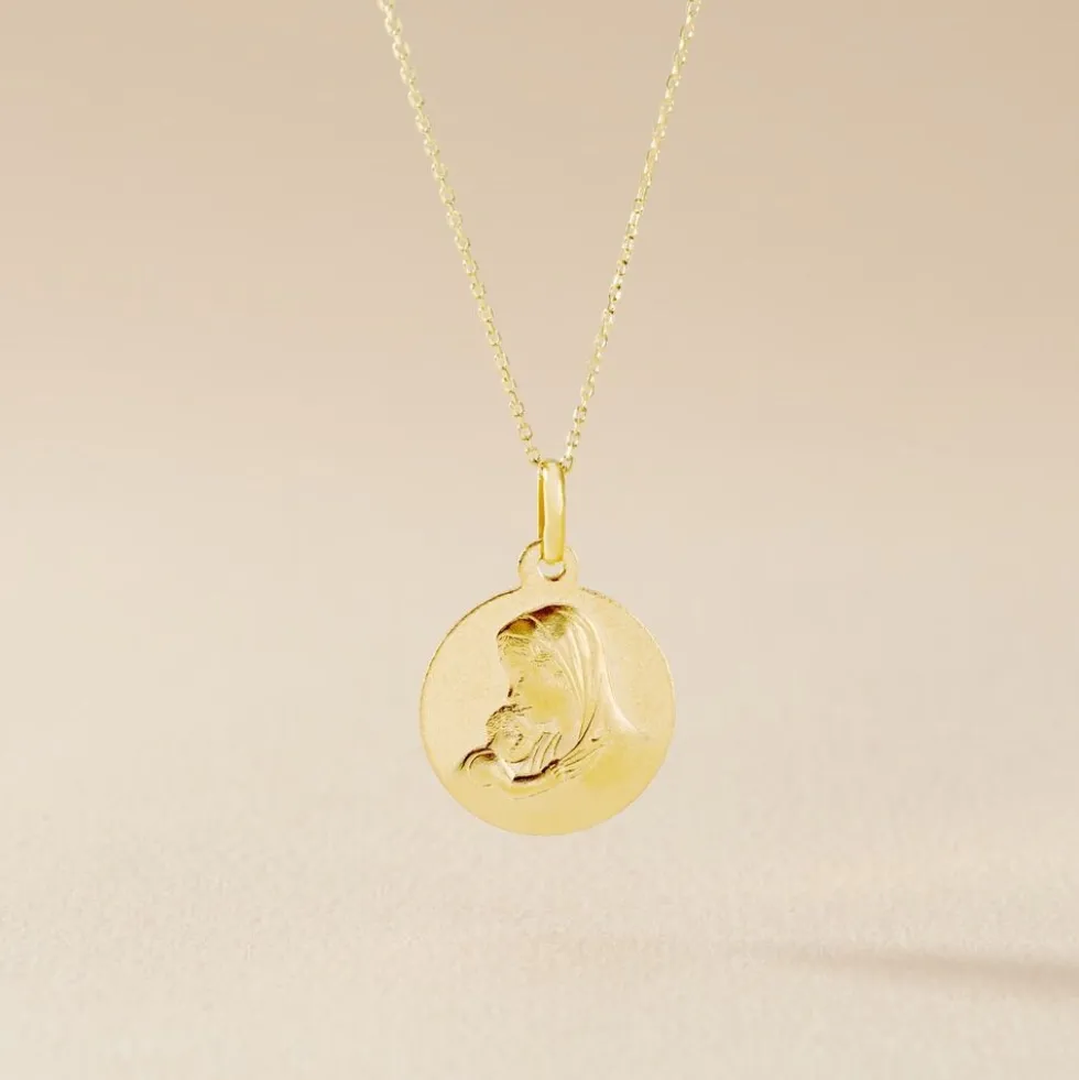 Medaille Or Jaune Vierge A L'enfant