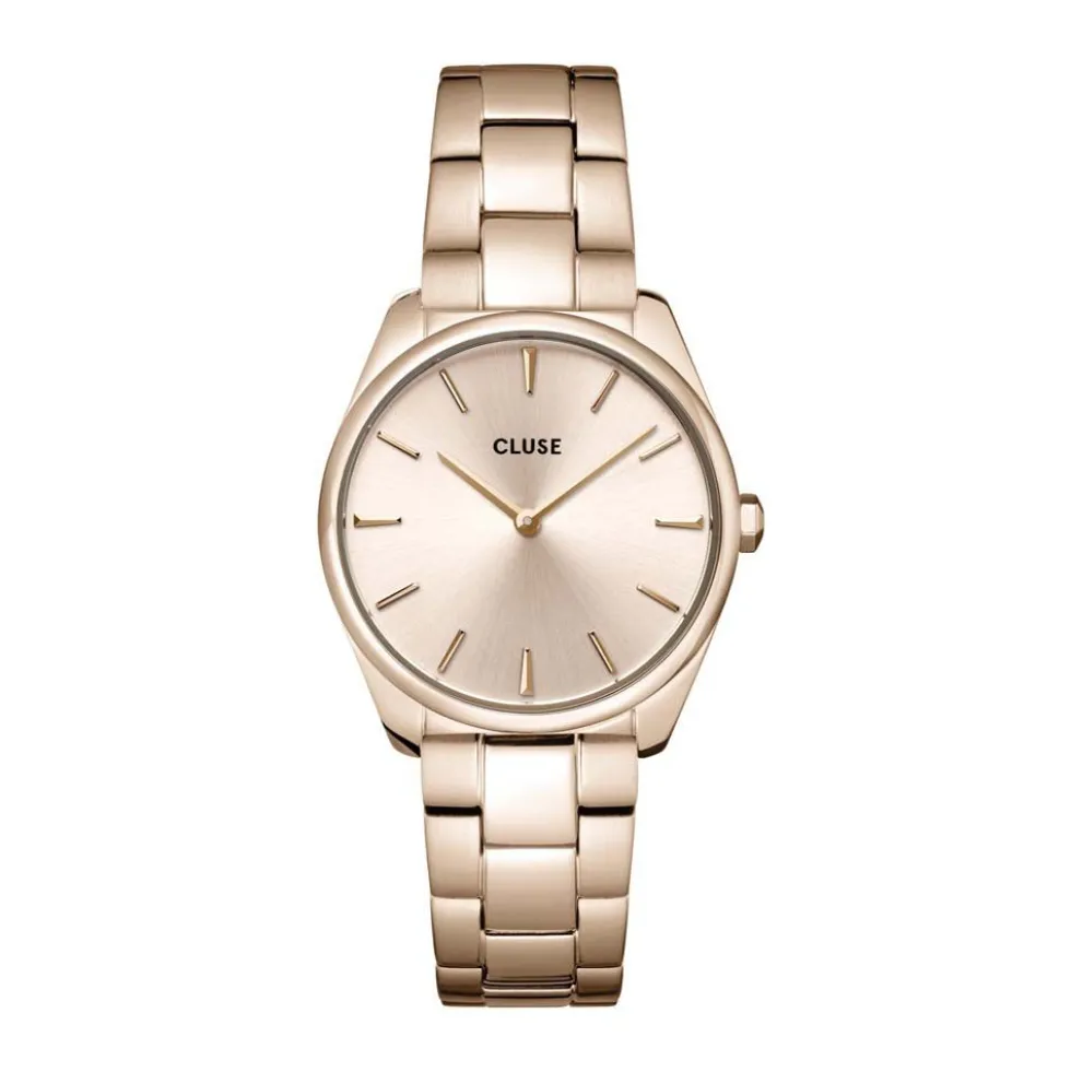Montre Cluse Feroce Petite Acier Acier Dore Rose