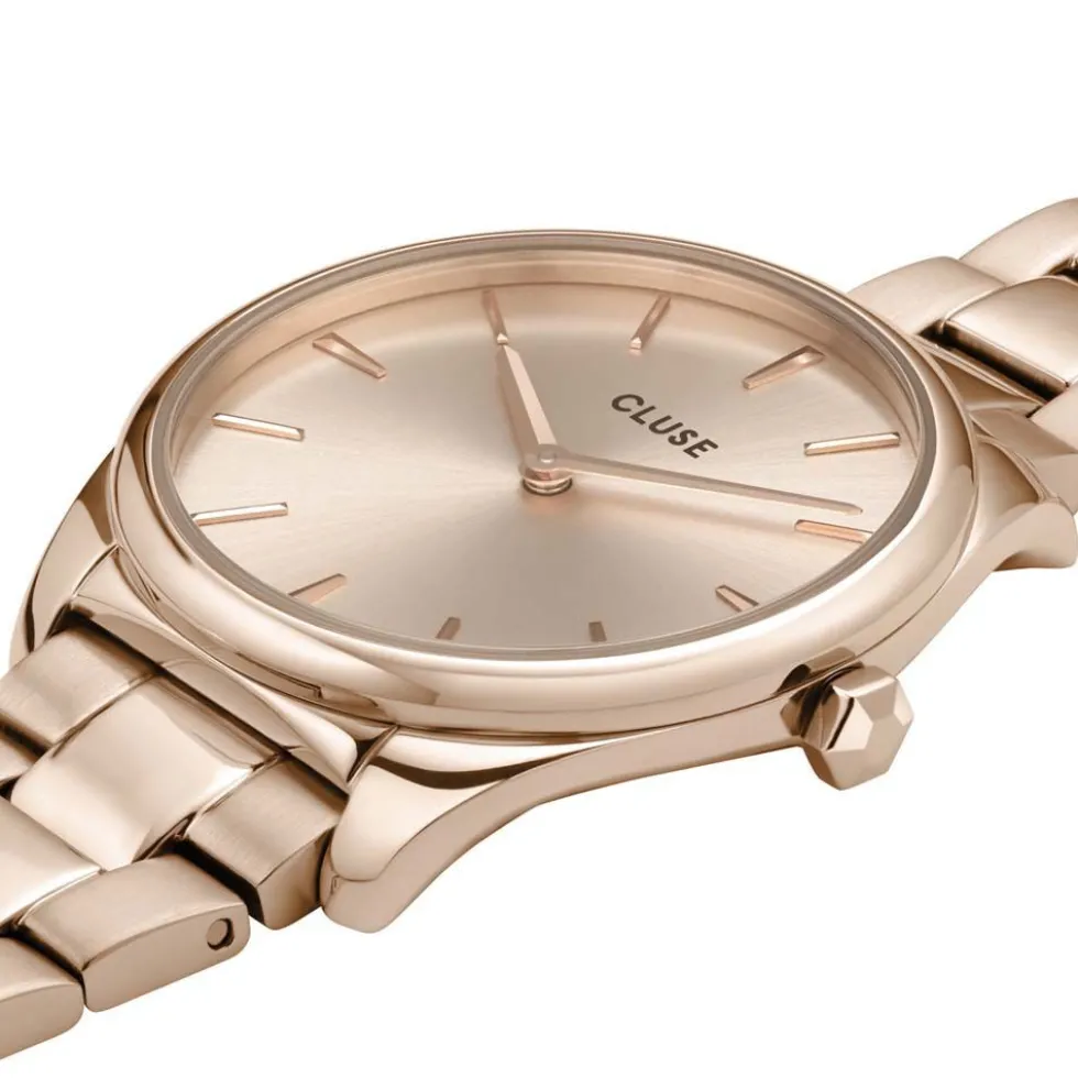 Montre Cluse Feroce Petite Acier Acier Dore Rose