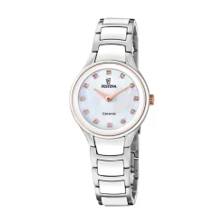 Montre Festina Ceramic Bimatiere Nacre Blanche