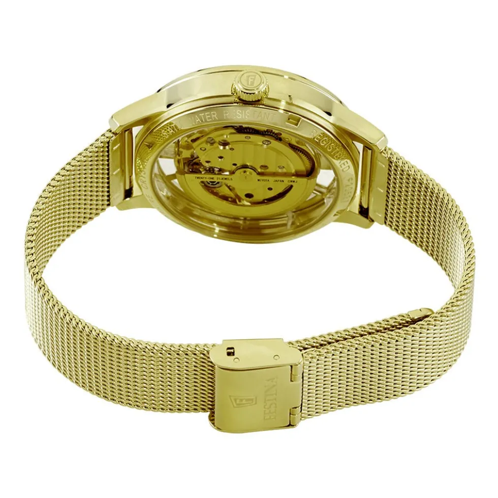 Montre Festina Squelette Doré