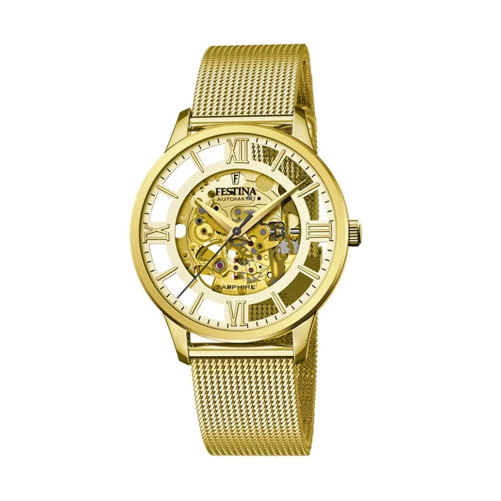 Montre Festina Squelette Doré