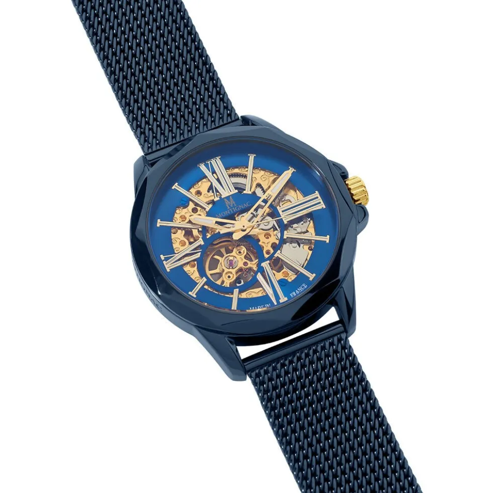 Montre Montignac Round Auto Bleu
