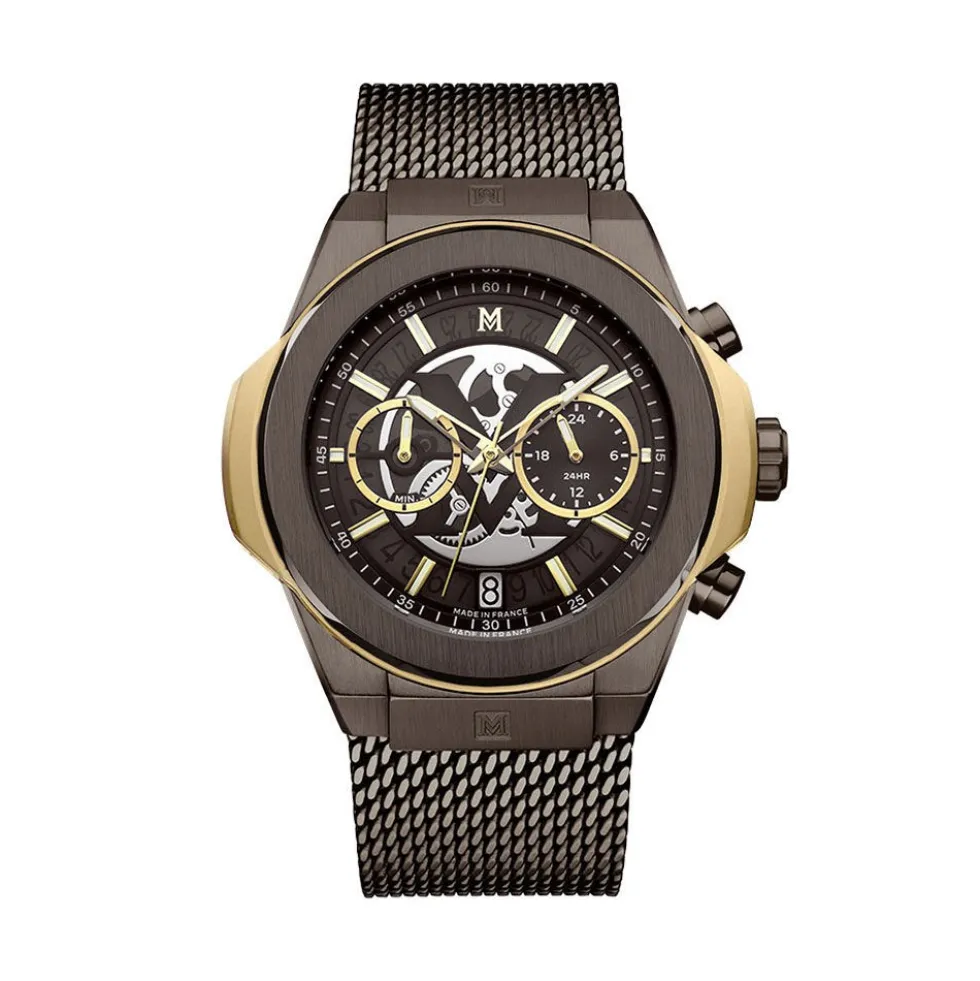 Montre Montignac Round Chrono Marron