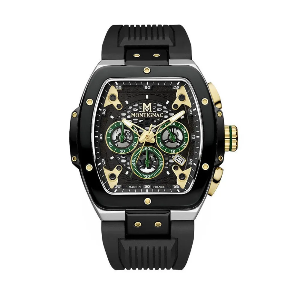 Montre Montignac Tonneau Chrono Noir