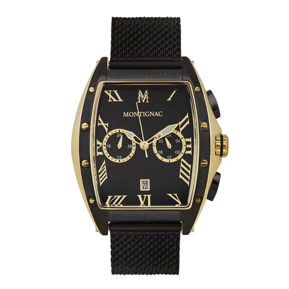 Montre Montignac Tonneau Chrono Noir