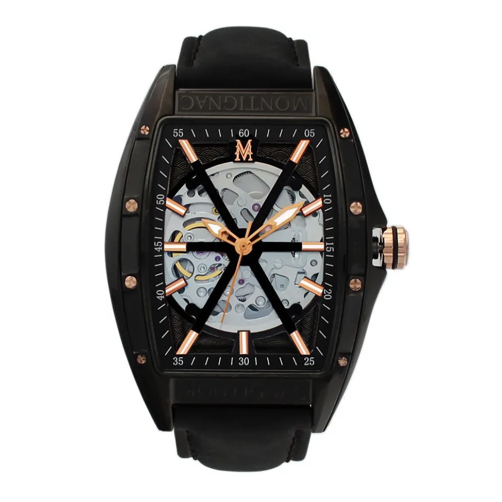 Montre Montignac Tonneau Automatiquev Noir