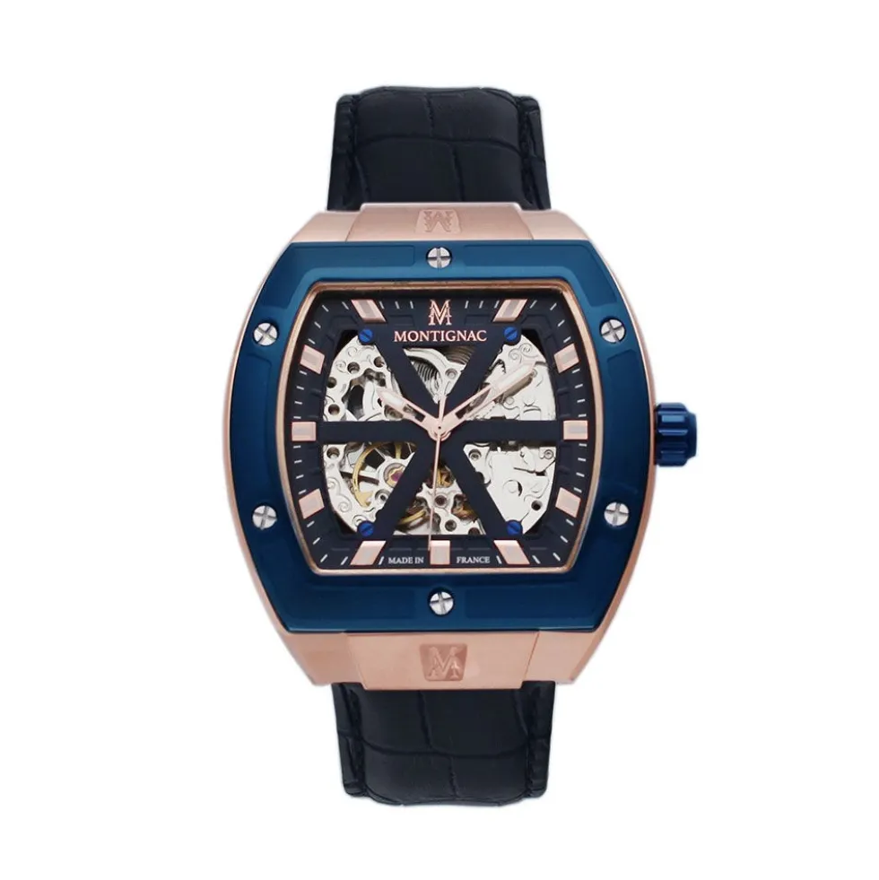 Montre Montignac Tonneau Automatiquebleu