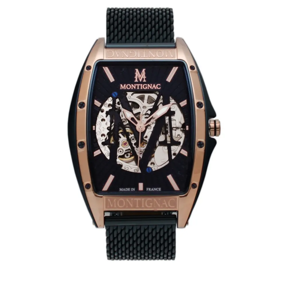 Montre Montignac Tonneau Automatique Bleu
