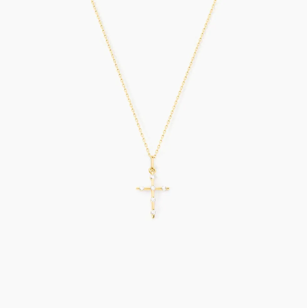 Pendentif Ageda Croix Or Jaune Oxyde De Zirconium
