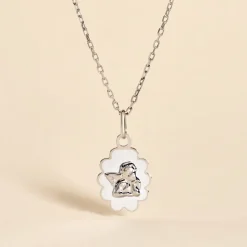 Pendentif Ange Nuage Or Blanc