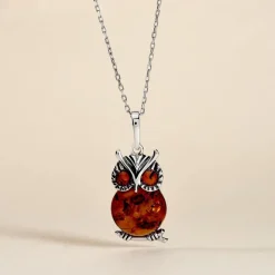 Pendentif Argent Blanc Benoite Ambre