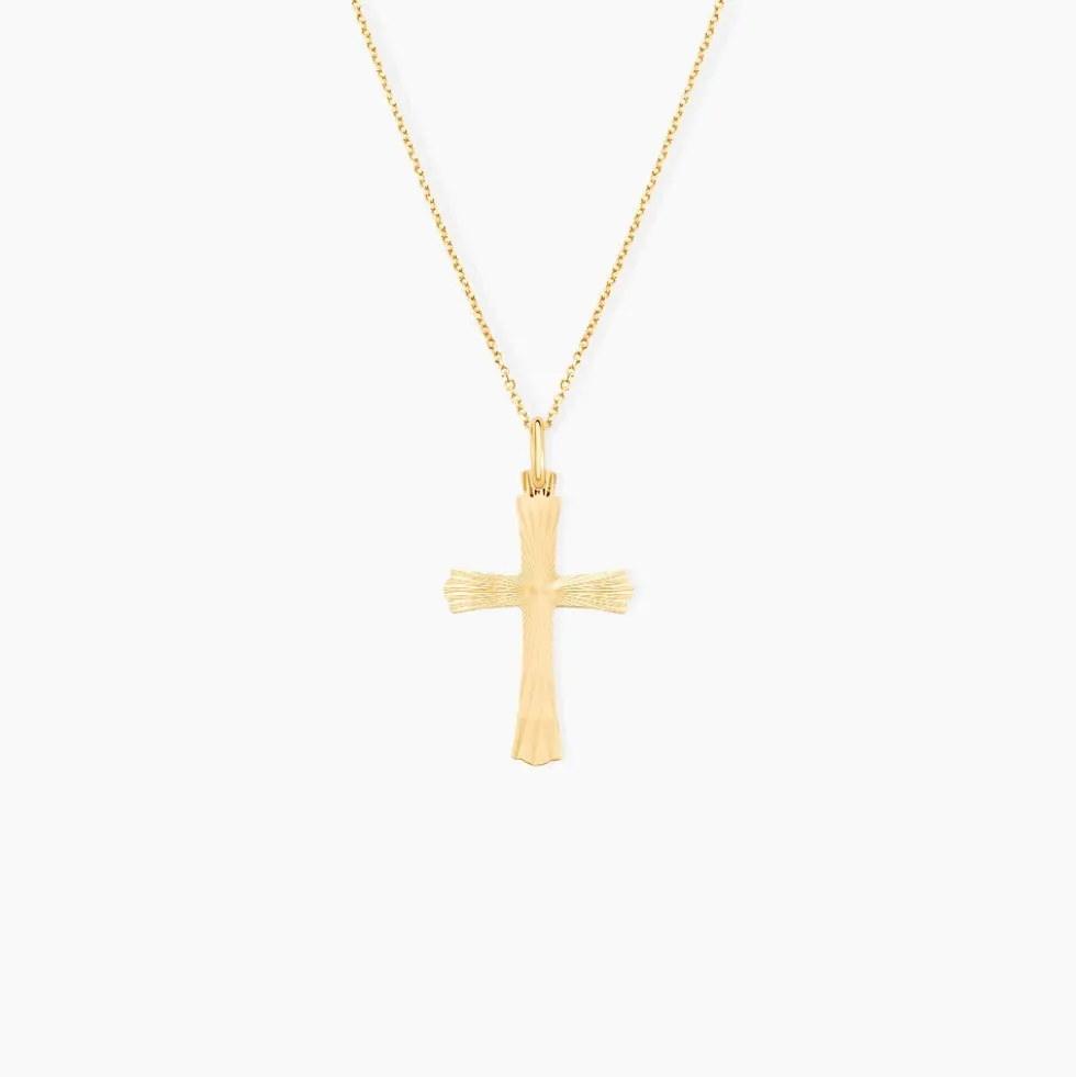 Pendentif Benny Croix Ciselee Or Jaune