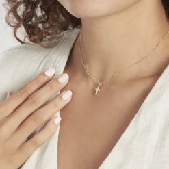 Pendentif Canice Croix Or Jaune Oxyde De Zirconium