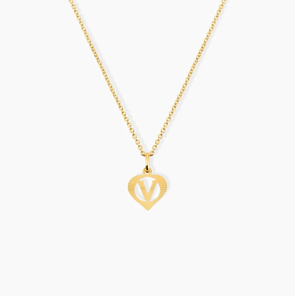 Pendentif Eudocie Coeur Lettre Or Jaune