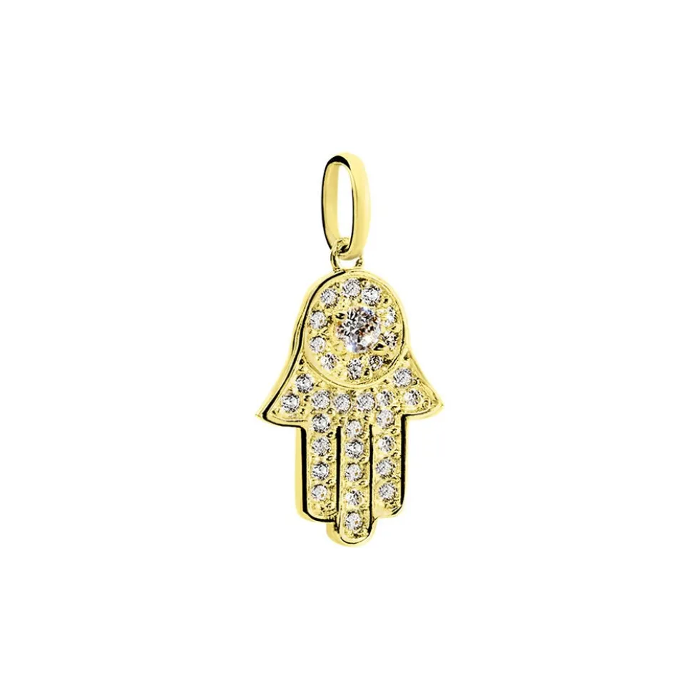 Pendentif Fatima Or Jaune Oxyde De Zirconium