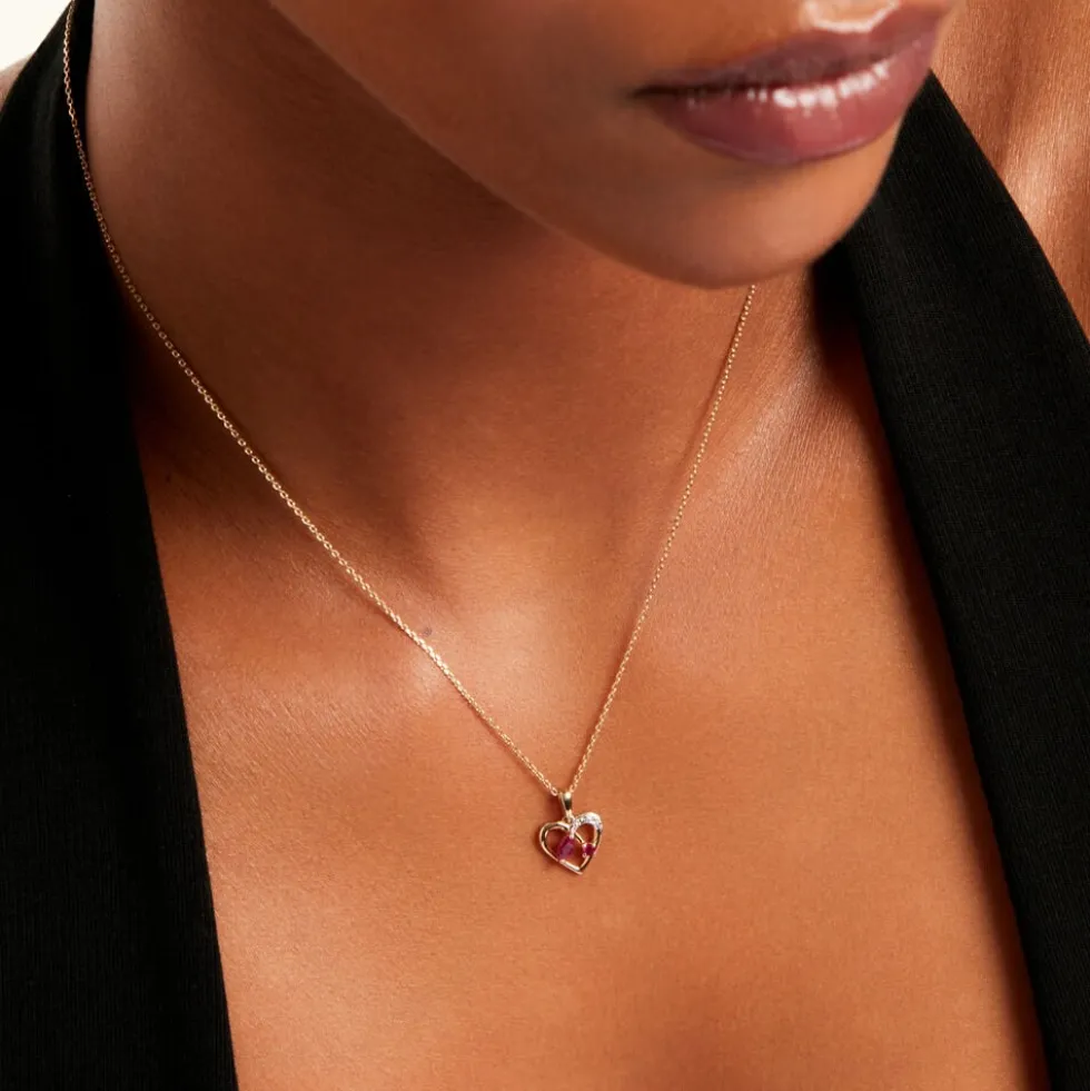 Pendentif Hallam Or Jaune Rubis Diamant