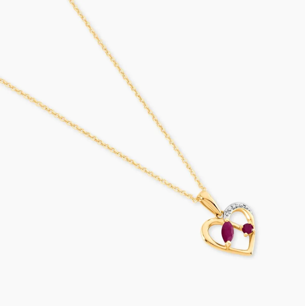 Pendentif Hallam Or Jaune Rubis Diamant