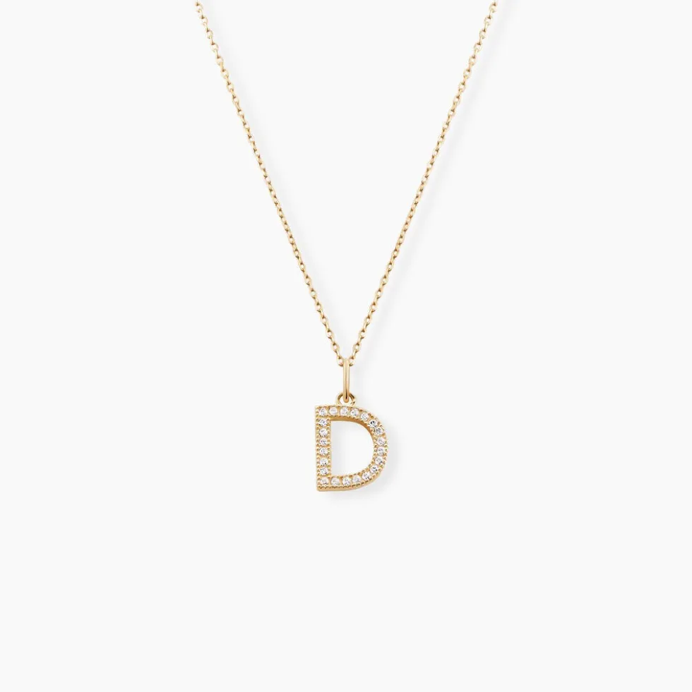 Pendentif Lettre D Or Jaune Oxyde