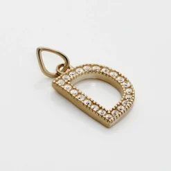 Pendentif Lettre D Or Jaune Oxyde