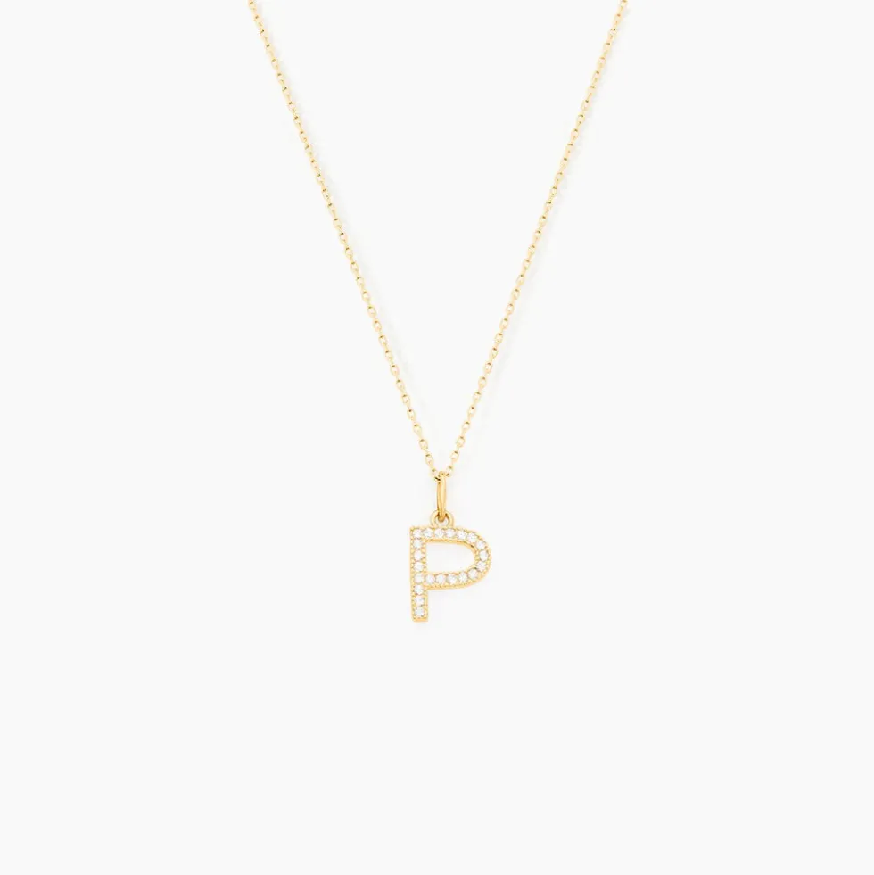 Pendentif Lettre P Or Jaune Oxyde