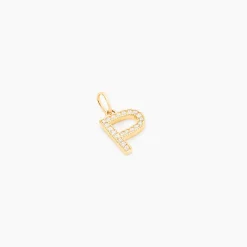Pendentif Lettre P Or Jaune Oxyde