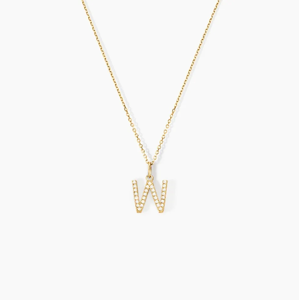 Pendentif Lettre W Or Jaune Oxyde