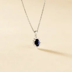 Pendentif Vladimir Or Blanc Saphir Diamants