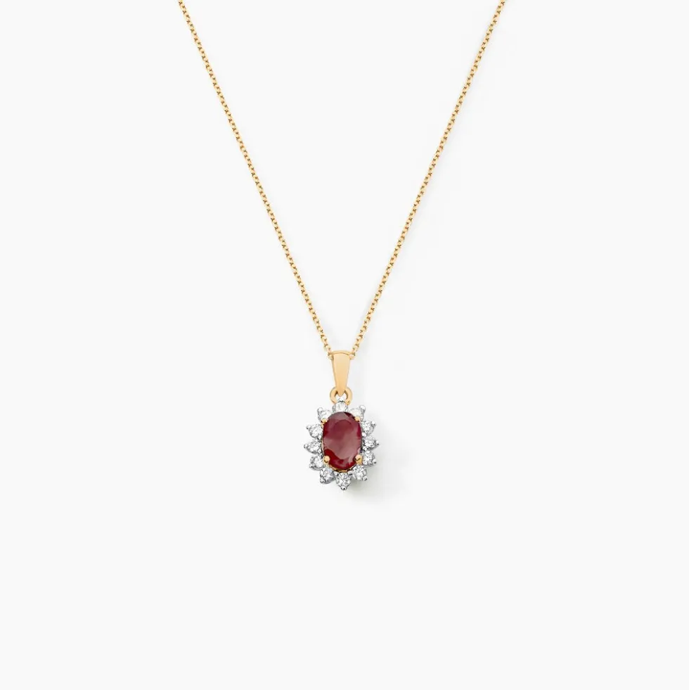 Pendentif Vladimir Or Jaune Rubis Diamants