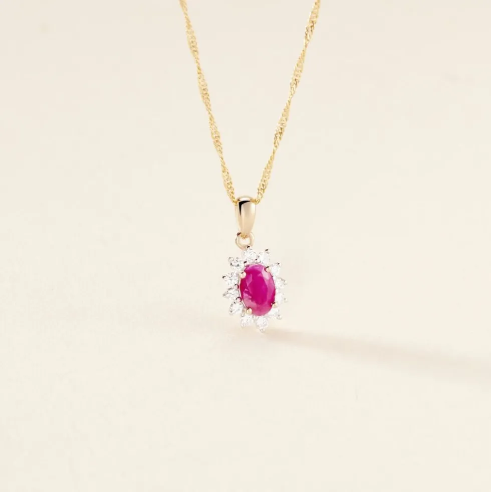 Pendentif Vladimir Or Jaune Rubis Diamants