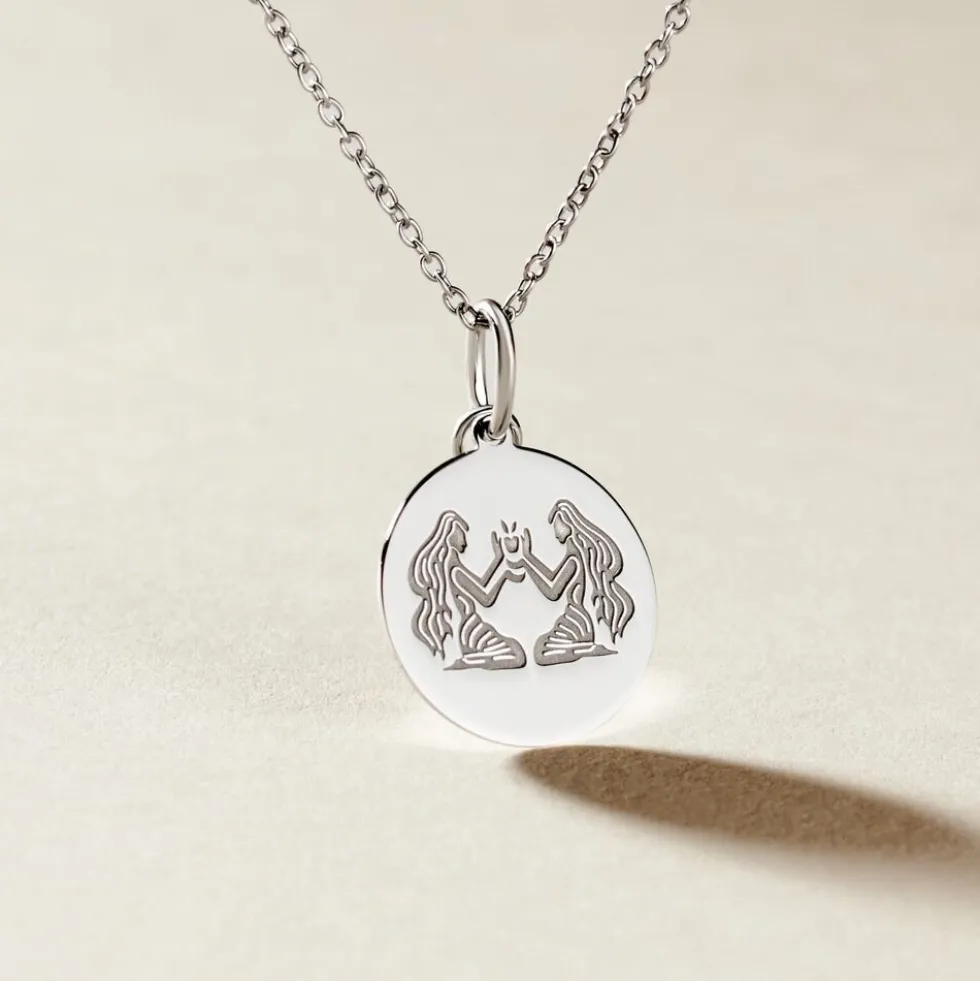 Pendentif Zodiaque Rond Argent Blanc