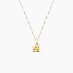 Pendentif Abelone Ange Penseur Or Jaune